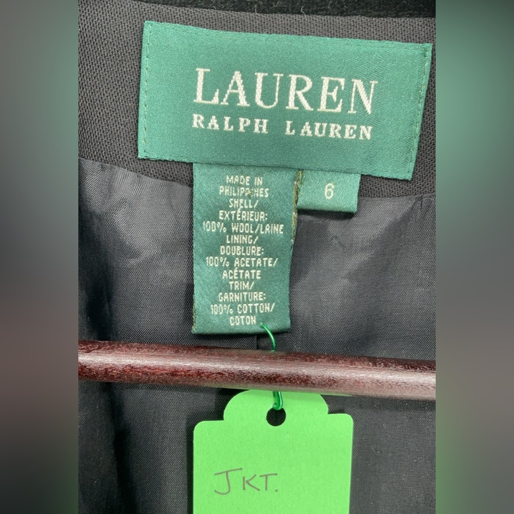 Lauren Ralph Lauren Black Wool Blazer Velvet Collar Tailored Equestrian Size 6 - Picture 11 of 13